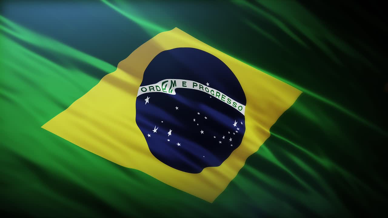 Brasiliens flag, fuld skærm i 4K høj opløsning Den Føderale Republik Brasiliens flag 4K