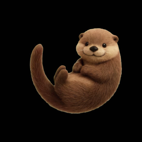 Adorable cartoon otter illustration animation isolated asset, transparent 4K video, alpha channel