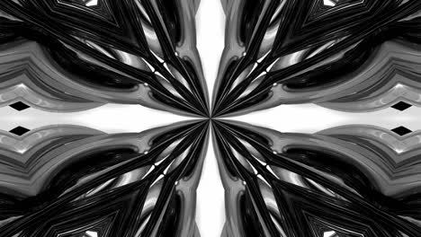4k loop animation with black and white ribbons are twisted and form complex structures like symmetric ornament pattern or kaleidoscopic effect. seamless footage with luma matte as alpha channel. 32