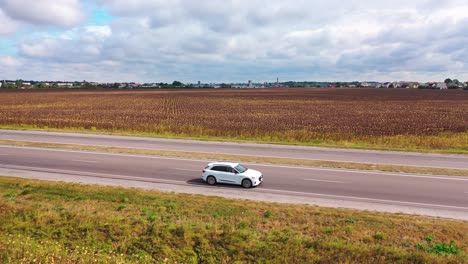 vinnitsa, ukraine - september 2019: aerial view of audi e-tron first all-electric suv. presentation of a new car model