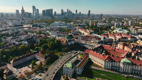 aerial mavic 3 cine drone footage of warsaw capital city, poland