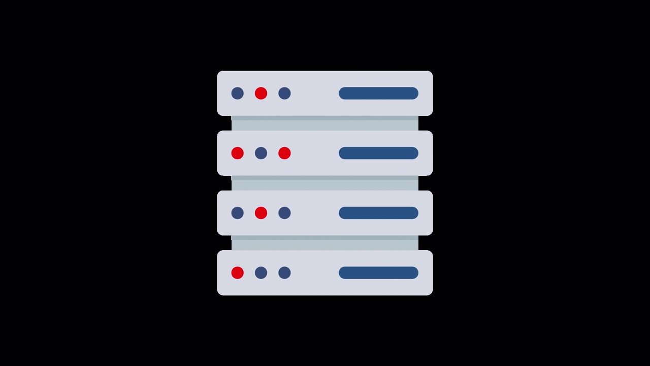 Animated Server Rack with Blinking Lights Representing Data Processing