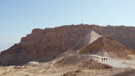 pathway to the ruins of king herod's palace in the judaean desert