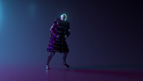 figura holográfica futurista en movimiento