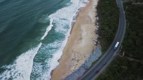 wonderful aerial 4k drone over highway road coast ocean coastline