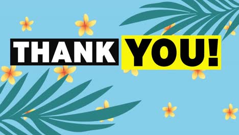 animation of thank you text over flowers