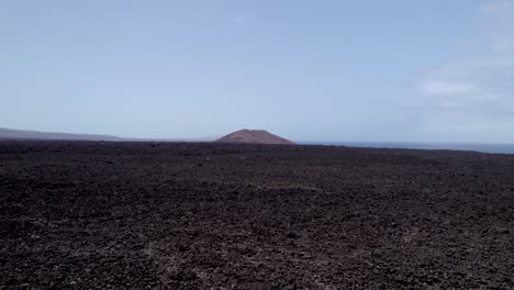 huge lava fields and black rocks, aerial footage