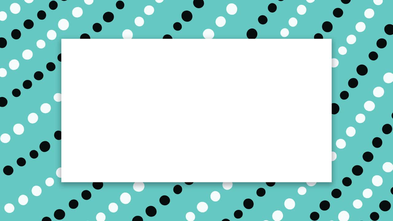 signo blanco vacío en un fondo de punto de polo azul verde. animación de movimiento de parada con espacio de copia.