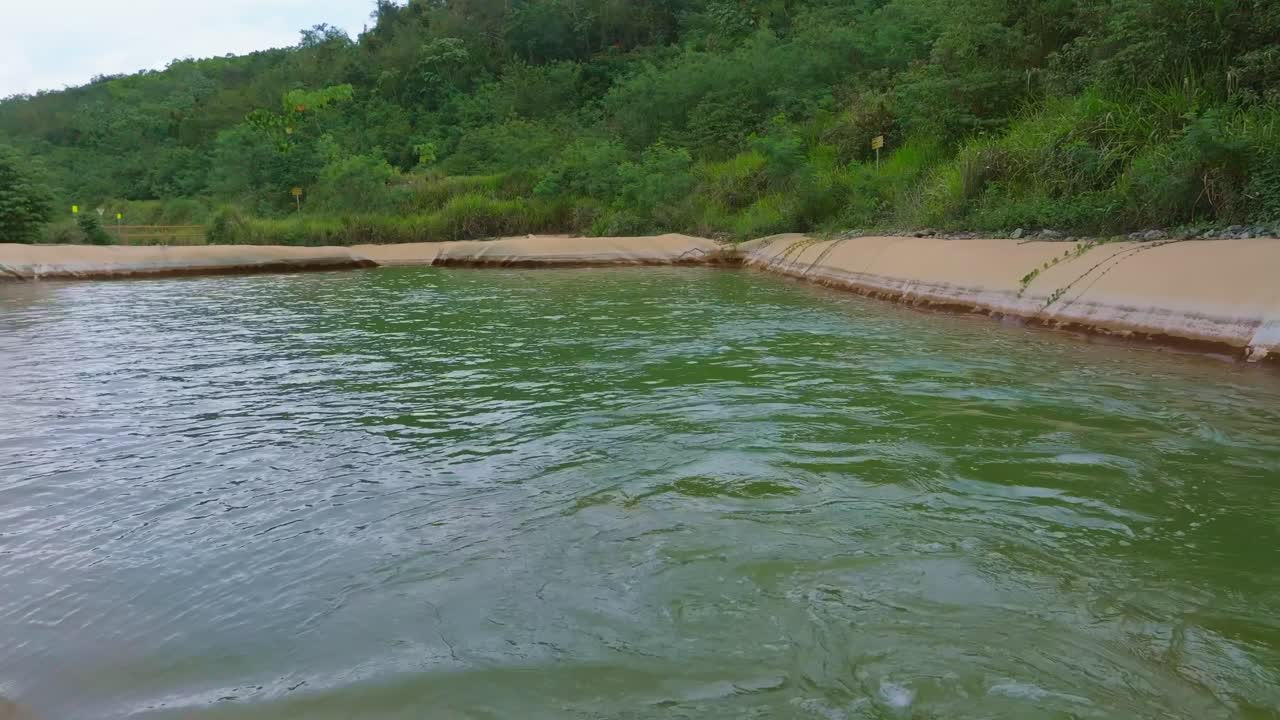 Water From The Barrick Gold Mine In Dominican Republic - Drone Shot