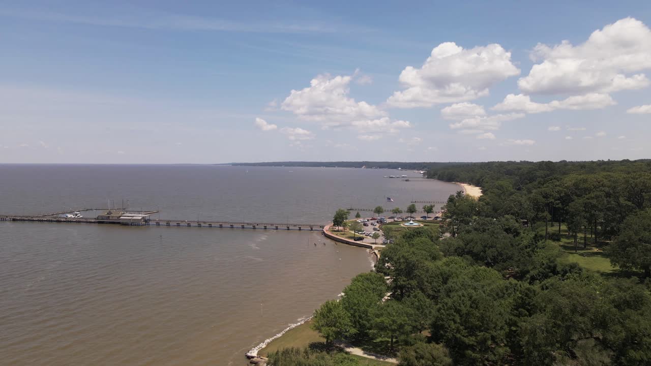 Docks on the bay with birds flying around-1