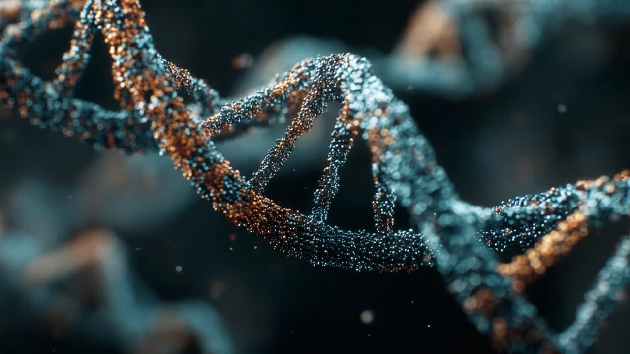 A Detailed Exploration of DNA Structure: Captured in Stunning Close-Up, This Visually Striking Representation Showcases the Unique Helix of Life's Genetic Blueprint