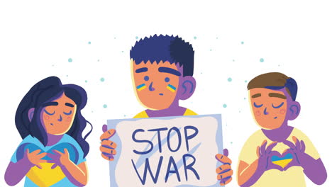 ukraine stop war lettering with kids