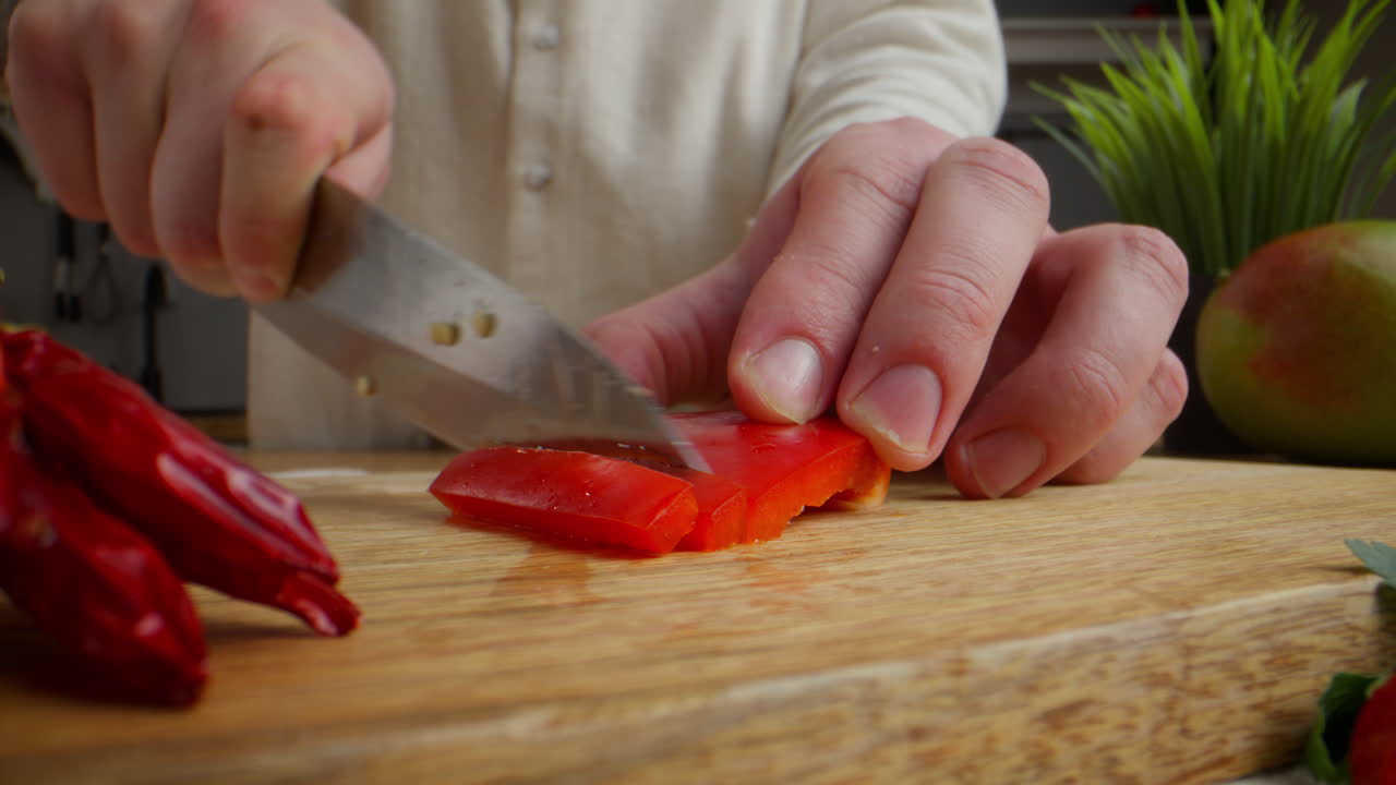 Chopping Red Bell Pepper