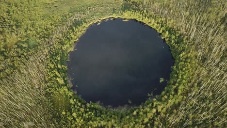 bottomless lake in solnechnogorsk district, moscow region. russia. aerial view