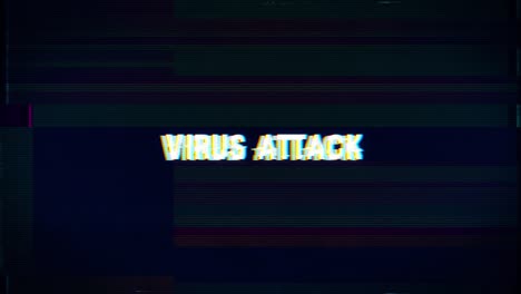 warning of computer virus attack with glitch text and noise background