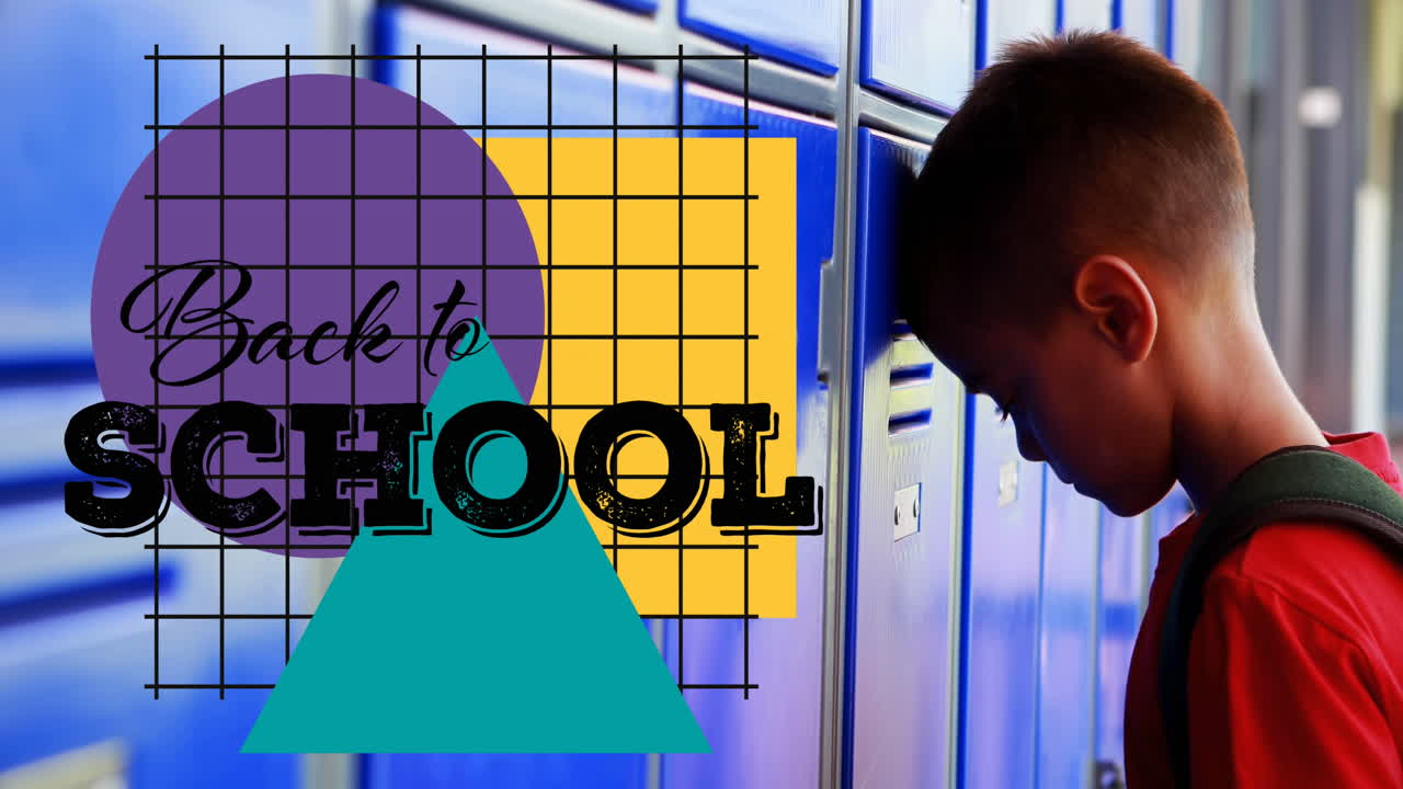 슬픈 학교 소년에 대한 학교 복귀 텍스트의 애니메이션