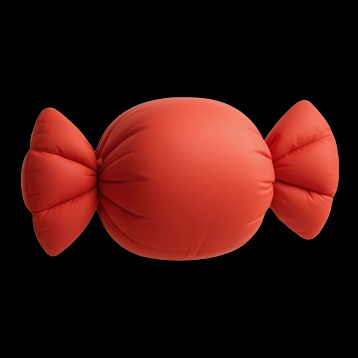 3D Render of a Rotating Red Candy on Black Background
