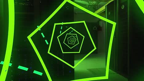 animación de hexágonos verdes de servidores de computadoras