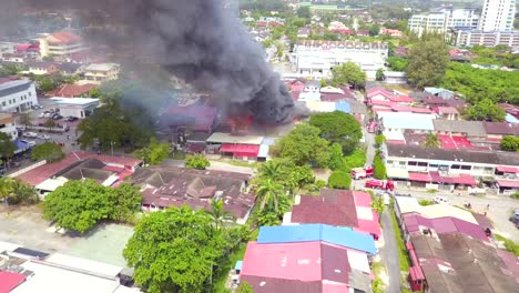 drone witness the fire caught on building