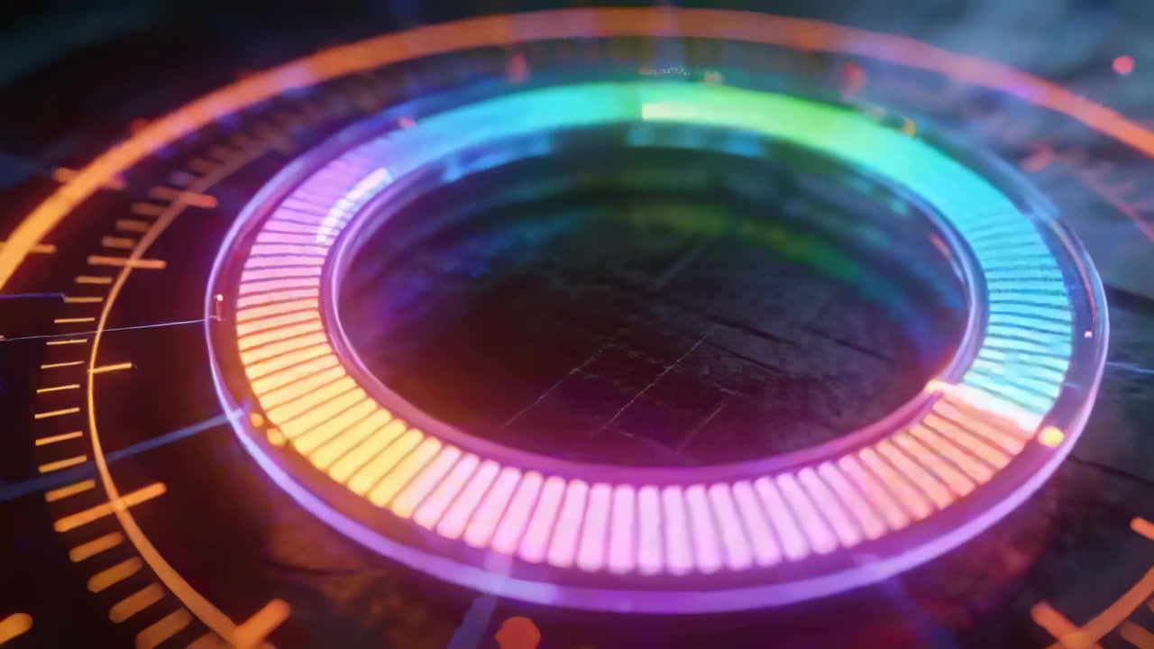 Starting frame1 segmented ring rotating on dark base, showing progress with orange tick markers