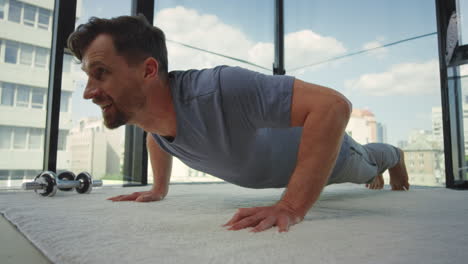 man exercising at home