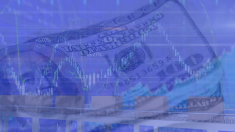 animación del procesamiento de datos sobre billetes