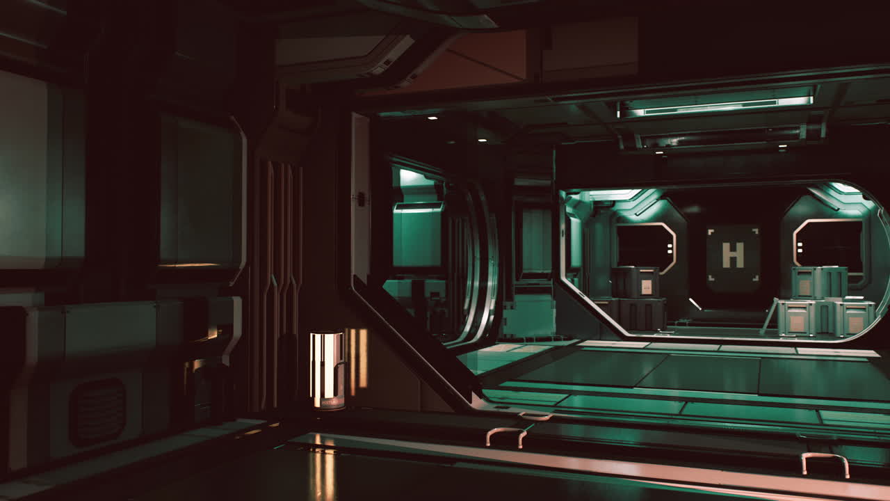 canales metálicos de ciencia ficción en naves espaciales