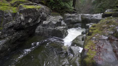 River-going-through-narrow-canyon.-Slow-motion