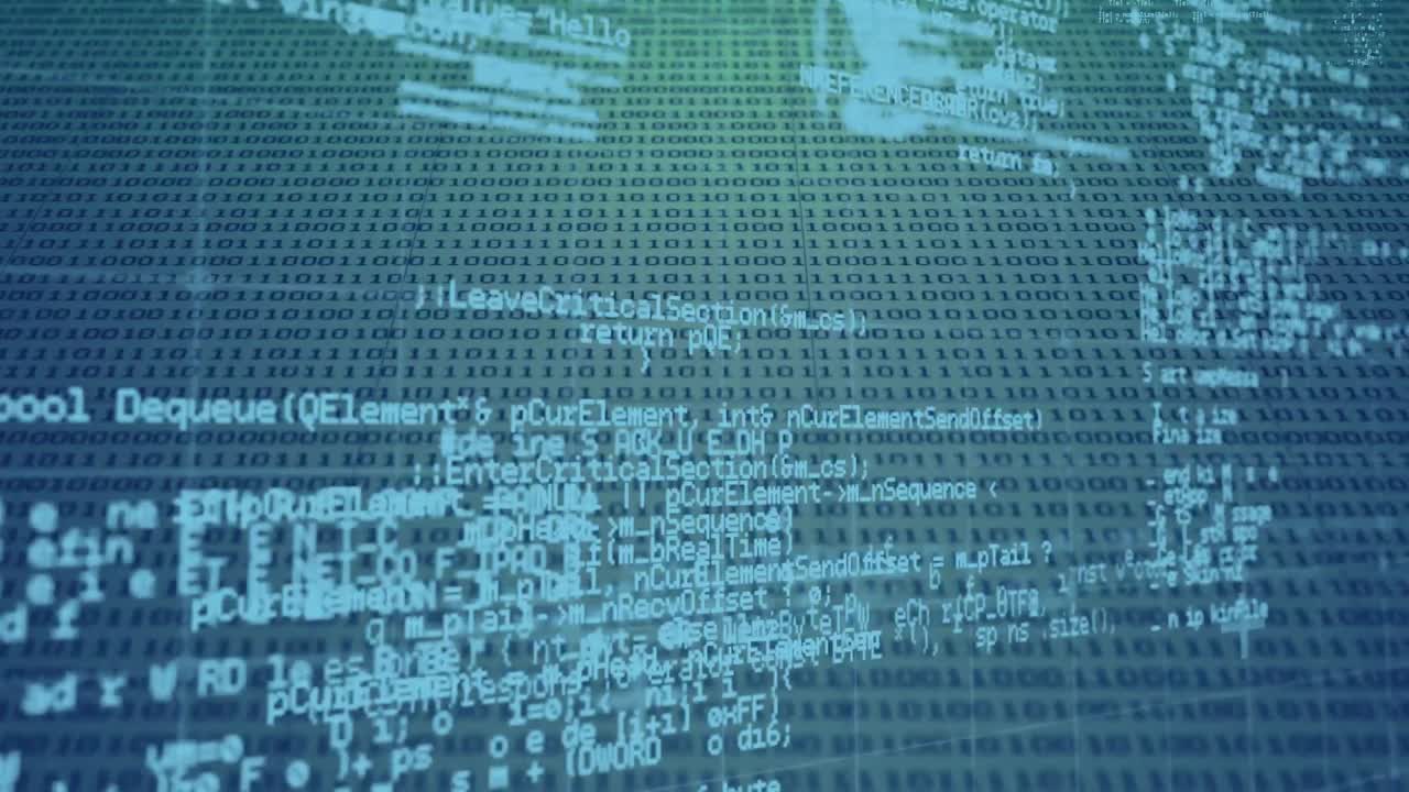 animación del procesamiento de datos a través de la computación de codificación binaria
