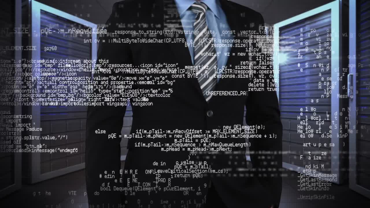 画面に触れるビジネスマンの中間部分