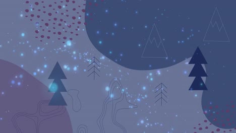 animation of snow falling over christmas tree pattern