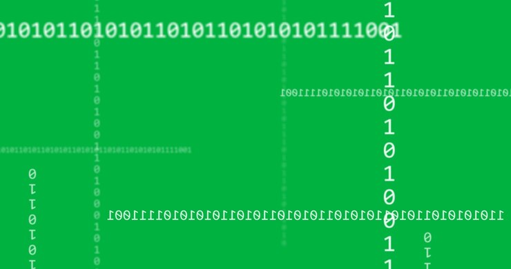 Animation of binary coding data processing over transparent background