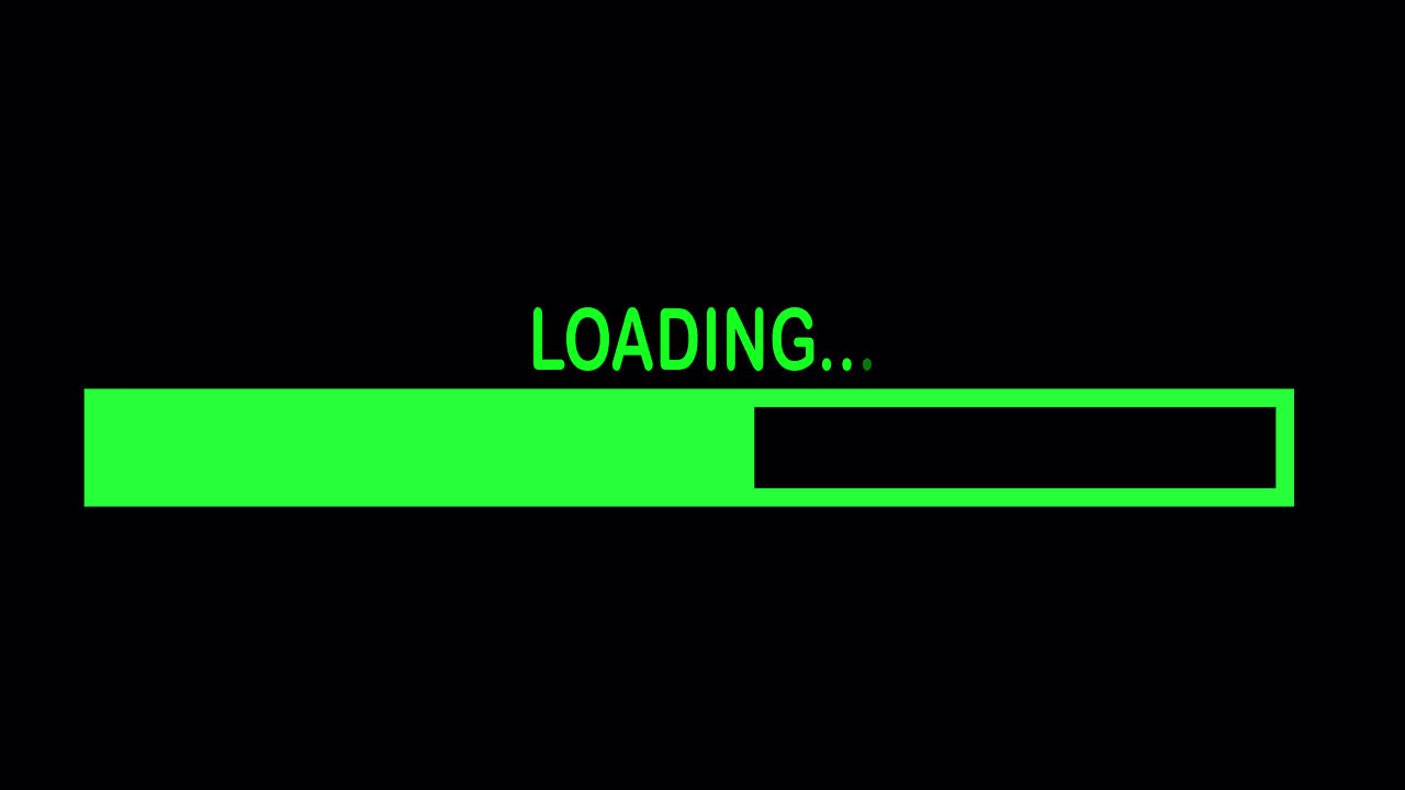 Green Loading Bar Progressing on Black Background
