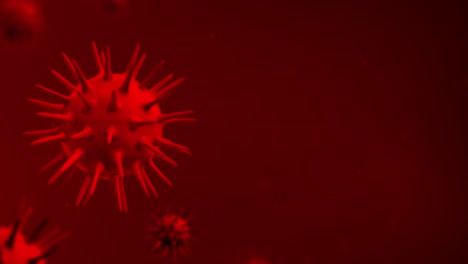 3d render red colored covid-19 or coronavirus 2019 corona virus with particles