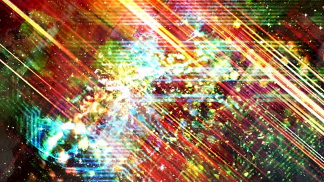 partículas de arco iris congeladas y líneas contrastantes - animación de fondo de movimiento de bucle sin costuras de 4k