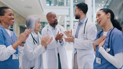 doctors, group of people and applause for support