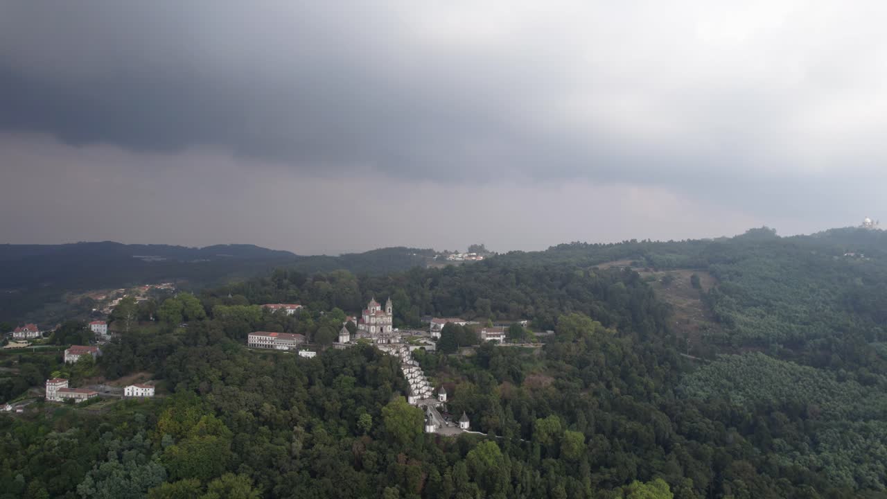 aerial view of bom jesus braga portugal historic Santuary
