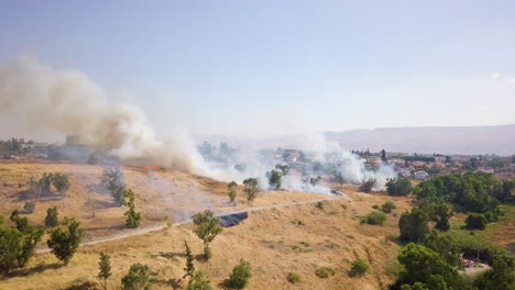 aerial shot of forest fire accident in northern israel during the summer 05