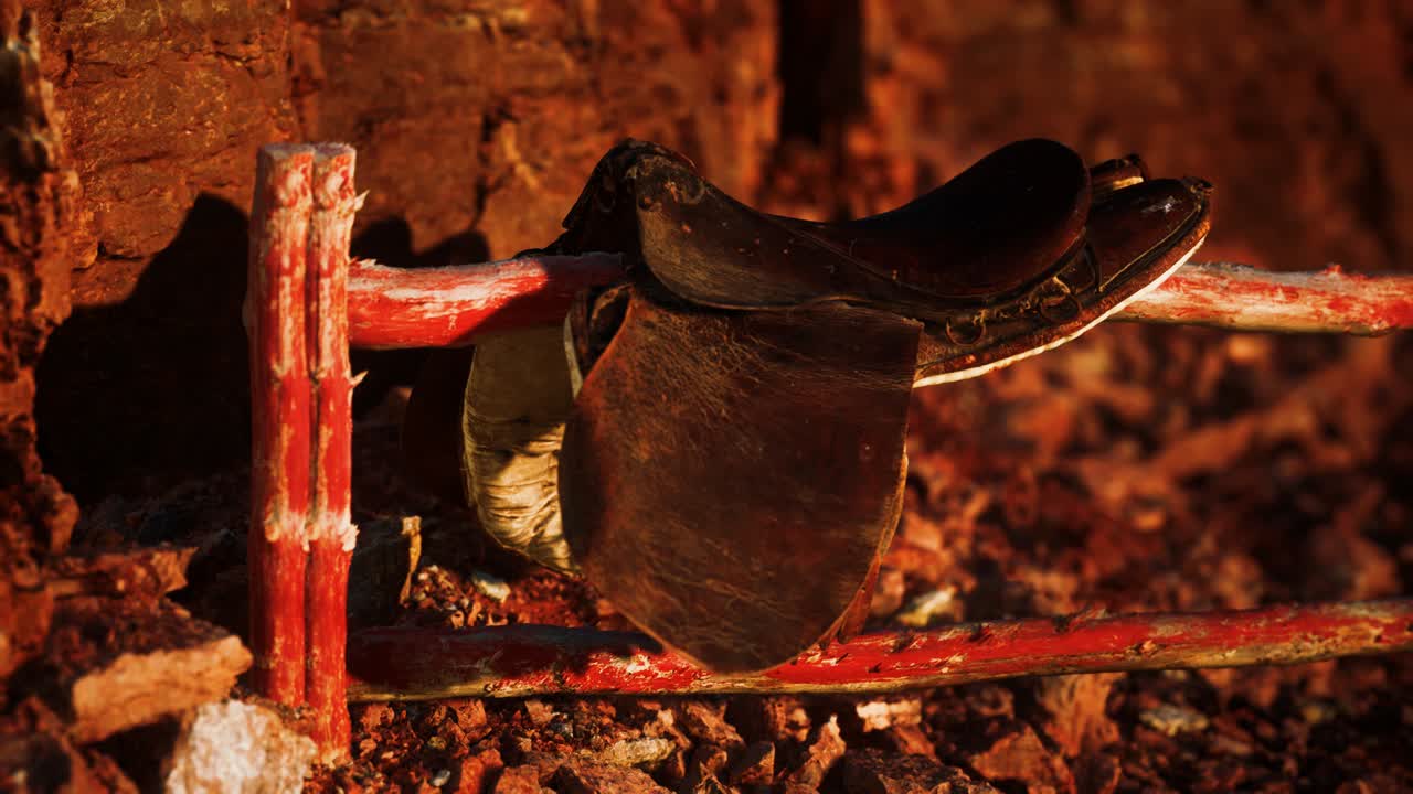 Saddle and red rocks in monument valley