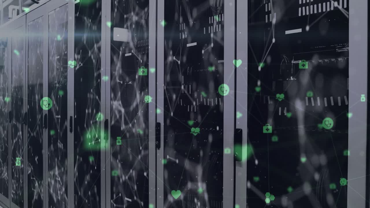 Animation of network of connections over server room