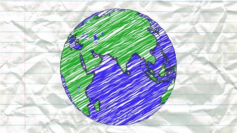 earth drawing paper cartoon hand drawn animation spinning globe world pen loop