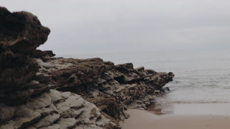 rocks at langre beach in cantabria spain