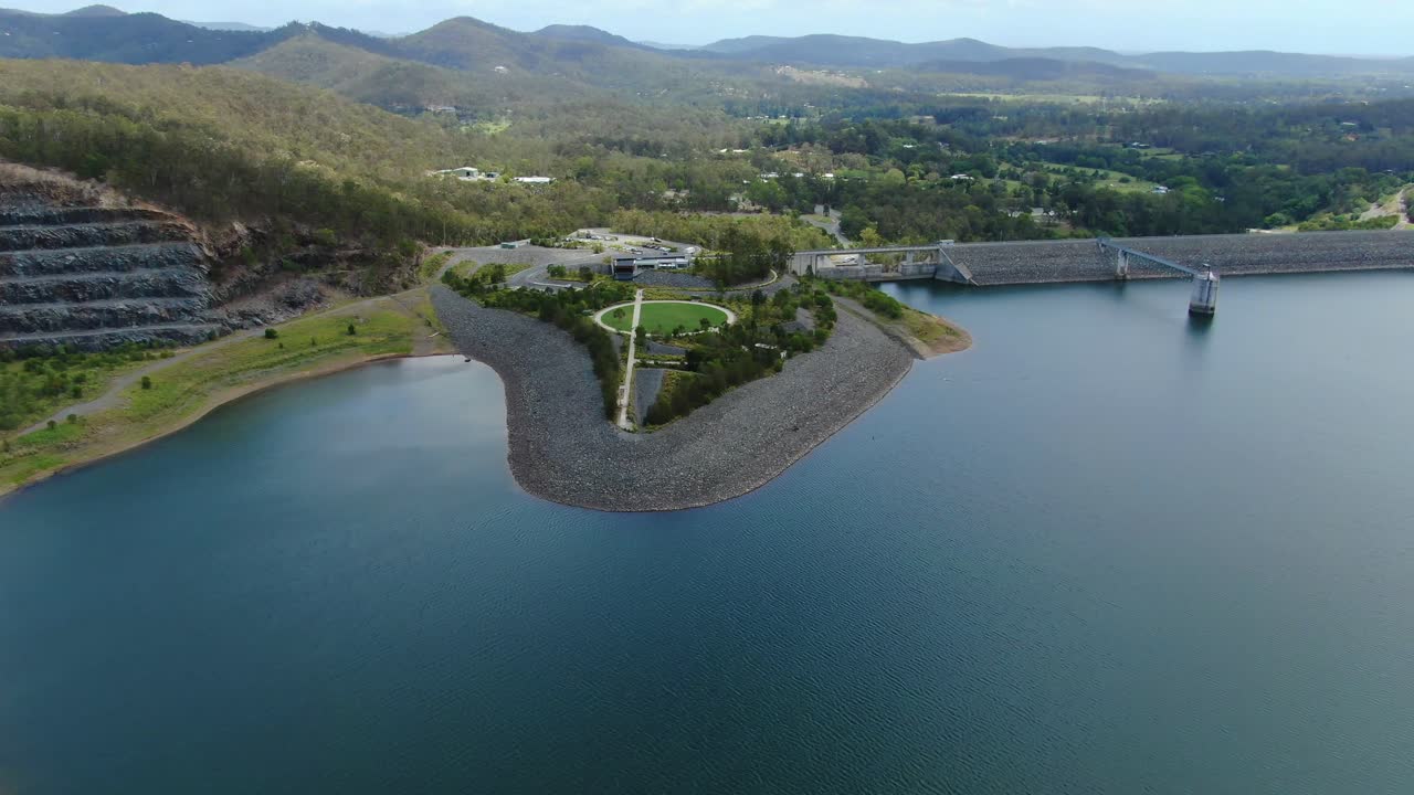 Hinze Dam Advancetown Lake with views to the hinterland on a hot day Gold Coast Queensland