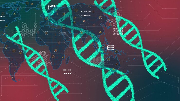 Animation of dna strands over world map
