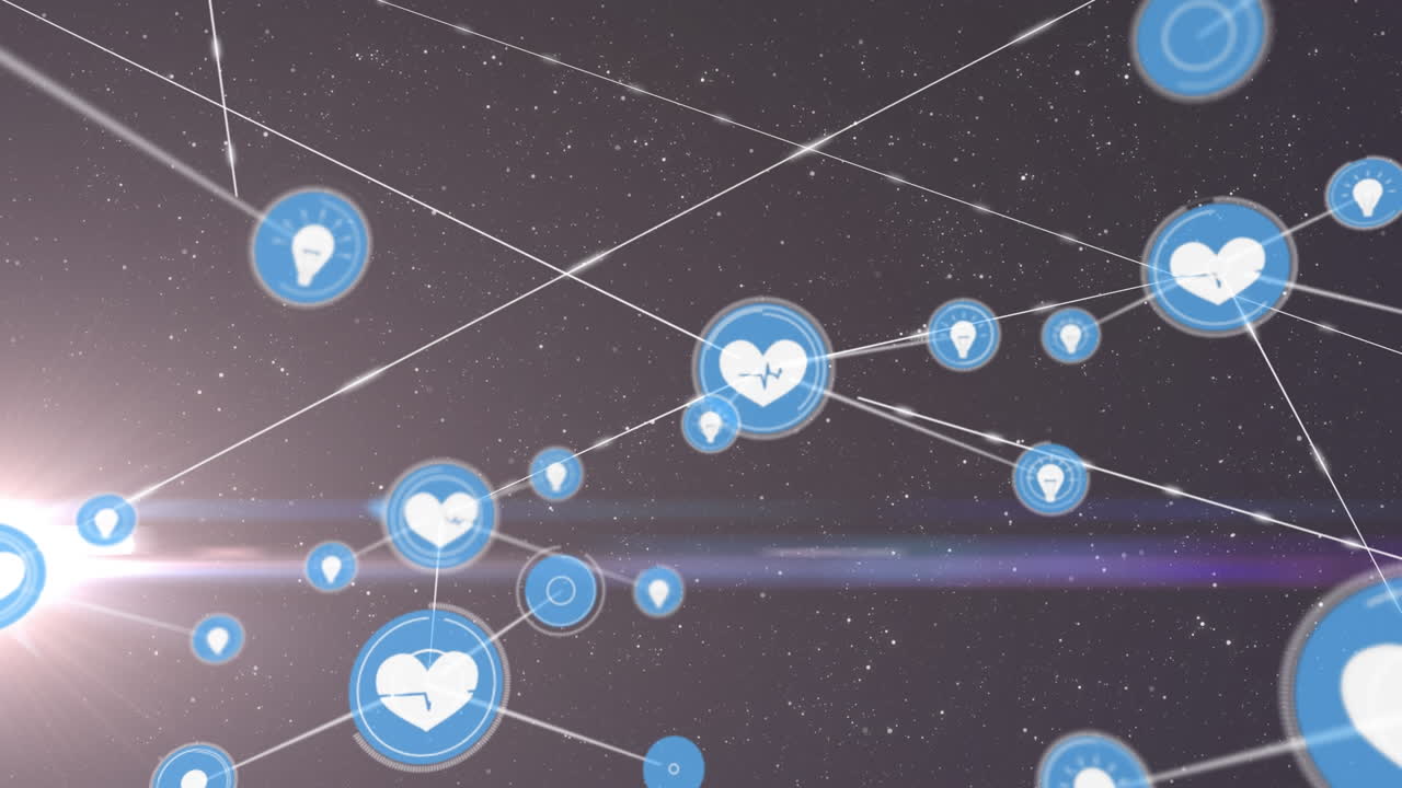 라이트 스 ⁇  위의 아이콘으로 연결 네트워크의 애니메이션