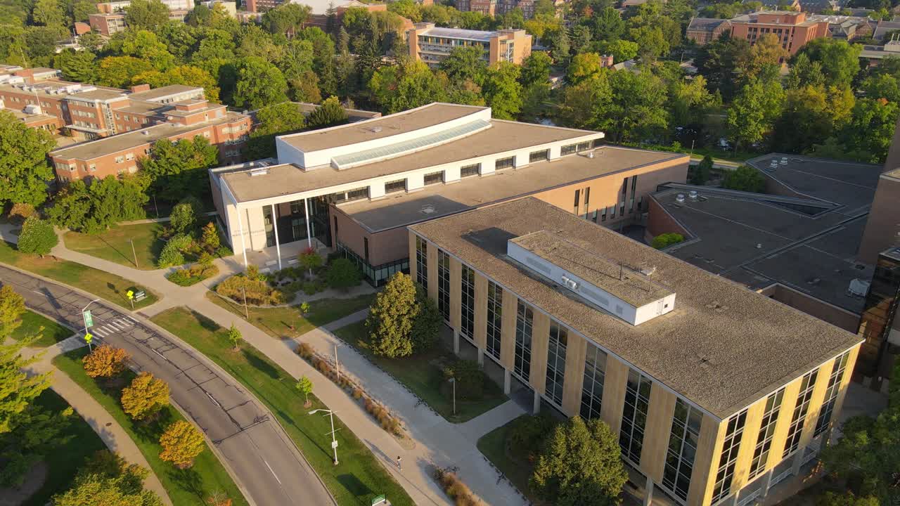 Department of Supply Chain Management and other building of Michigan State University complex, aerial view