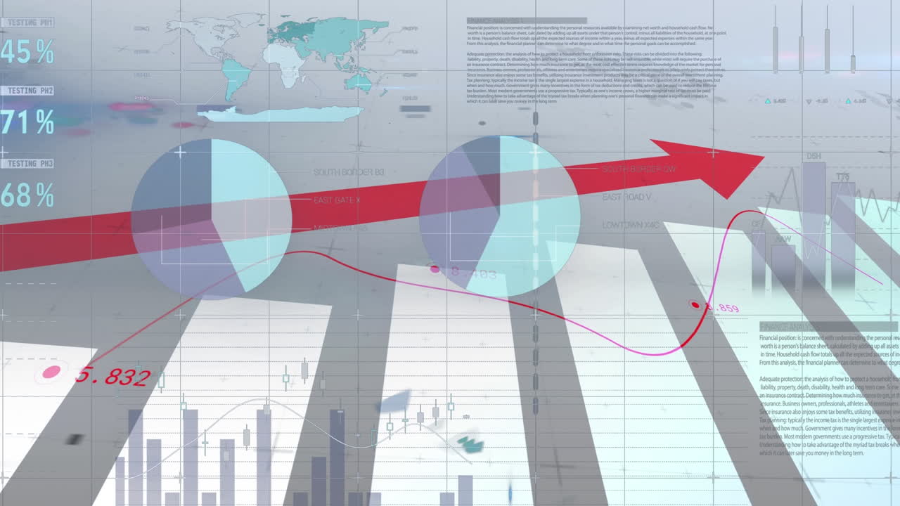 ⁇ 색 배경에 있는 금융 데이터 처리 애니메이션