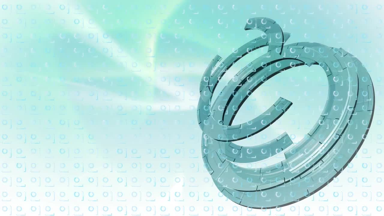 밝은 파란색 배경에 회전하는 원과 원 텍스처의 애니메이션