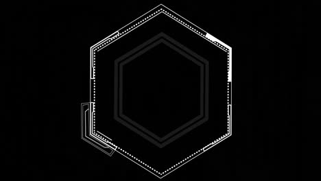 Animation-of-white-hexagon-over-black-background