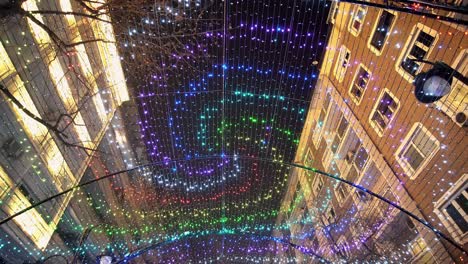 abstract christmas lights as building exterior at night